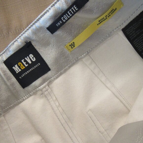 Maeve By Anthropologie Pants Womens,sz. 25P Wide Leg,Faux Leather,Silver - Picture 4 of 12